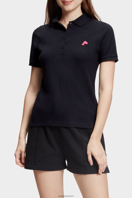 Frauen Esprit Schwarz Klassisches Poloshirt des Dolphin Tennis Club Polos 0BN00493
