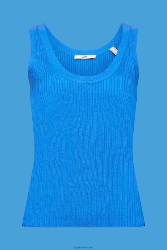 Frauen Esprit Hellblau Gerippter, ärmelloser Pullover aus Leinenmischung Pullover 0BN00109