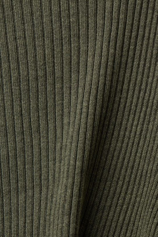 Frauen Esprit Khakigrün recycelt: gerippter Cardigan mit Taschentuchsaum Pullover 0BN0024