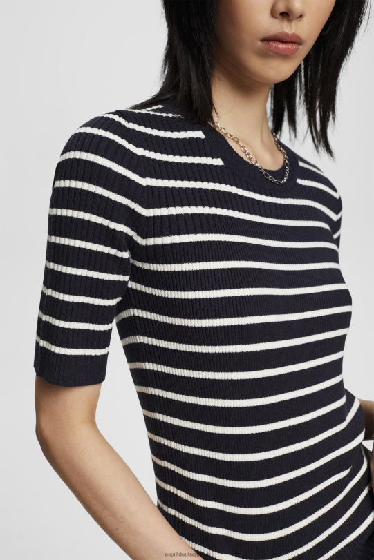 Frauen Esprit Marine Kurzarm-Ripppullover Pullover 0BN00319