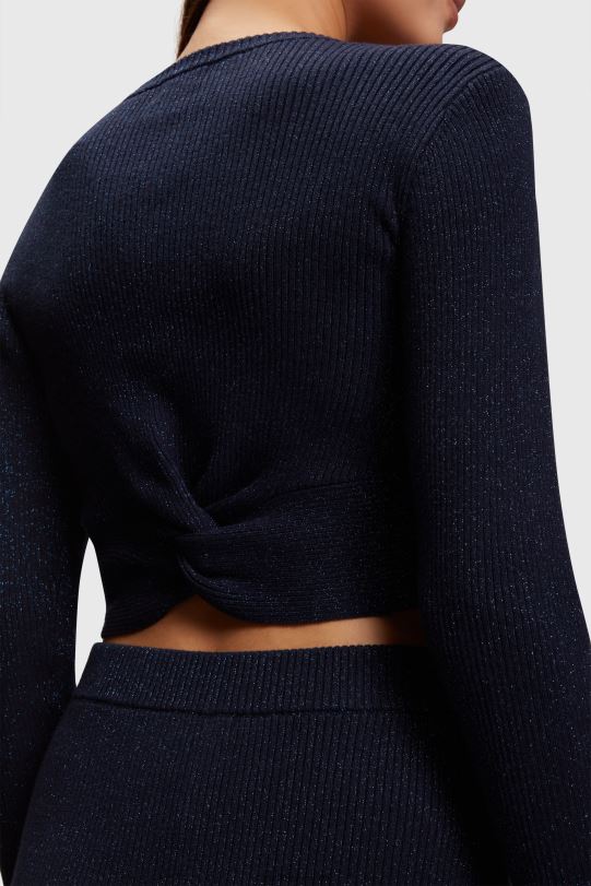 Frauen Esprit Marine Metallic-Pullover mit gedrehtem Rücken Pullover 0BN00358