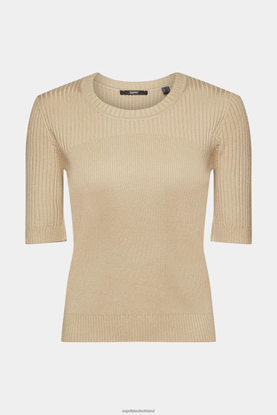 Frauen Esprit Sand Kurzarm-Ripppullover Pullover 0BN00318