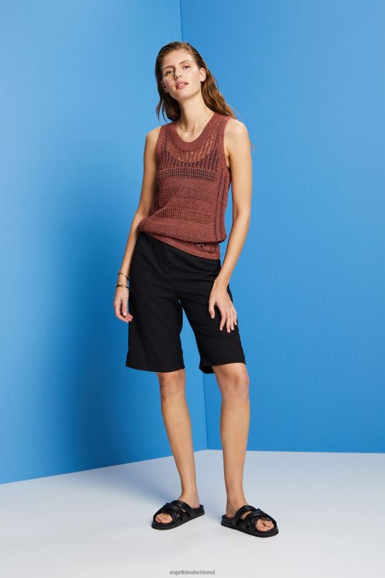 Frauen Esprit Terrakotta Ärmelloser Mouline-Pullover aus Baumwollmischung Pullover 0BN00106