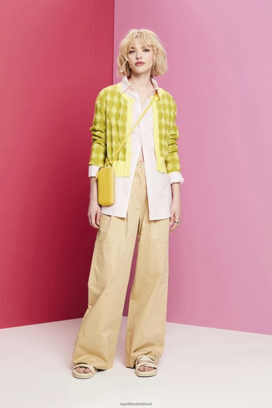 Frauen Esprit Weiß Argyle-Cardigan Pullover 0BN0085