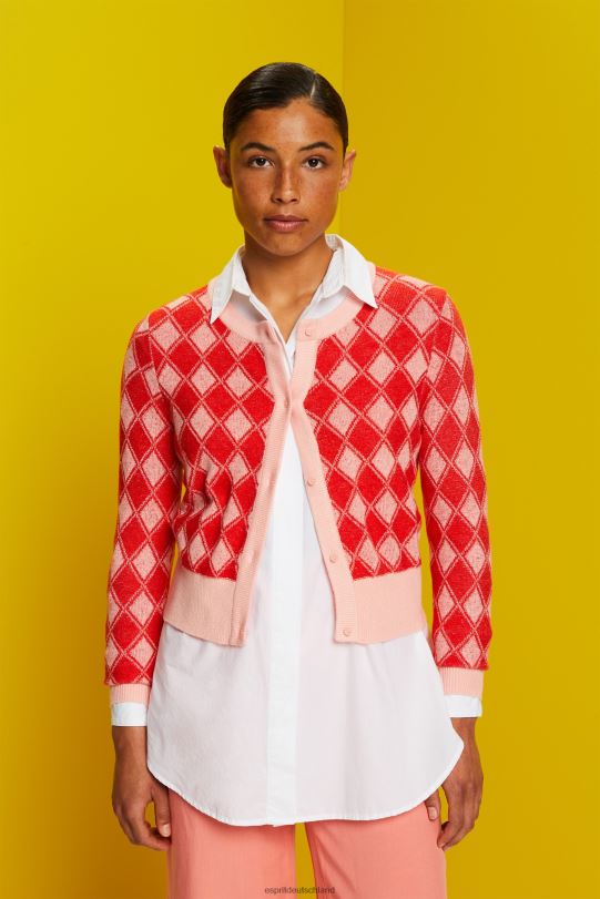 Frauen Esprit Weiß Argyle-Cardigan Pullover 0BN0086