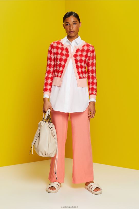 Frauen Esprit Weiß Argyle-Cardigan Pullover 0BN0086