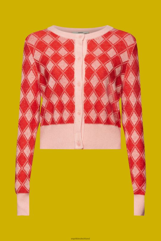 Frauen Esprit Weiß Argyle-Cardigan Pullover 0BN0086
