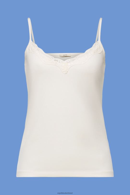 Frauen Esprit Eis Jersey-Top mit Spitzenbesatz Spitze 0BN00140