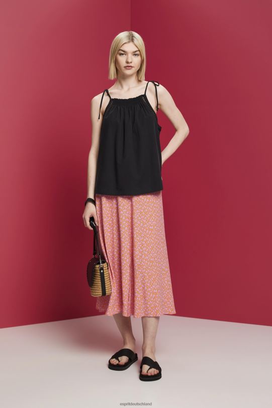 Frauen Esprit Schwarz Camisole-Oberteil mit Kittel, Tencel Spitze 0BN00198