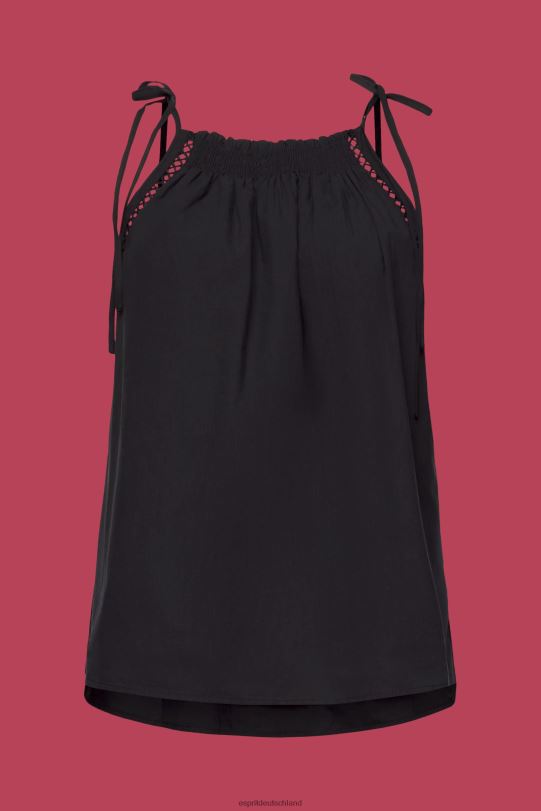 Frauen Esprit Schwarz Camisole-Oberteil mit Kittel, Tencel Spitze 0BN00198