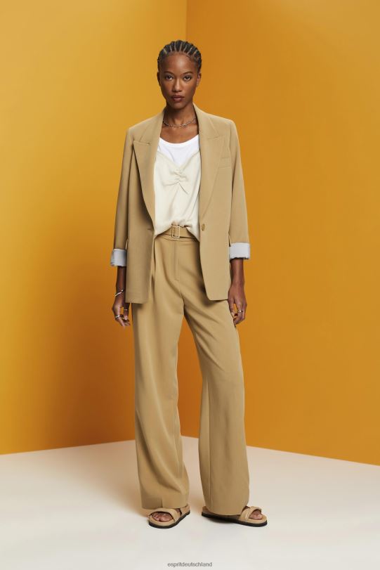 Frauen Esprit helles Taupe Trägertop aus Satin Spitze 0BN00355