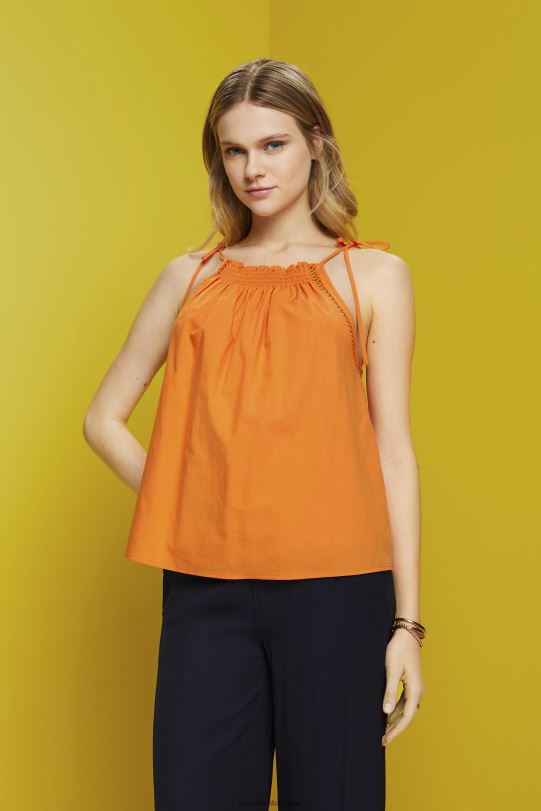 Frauen Esprit orange Camisole-Oberteil mit Kittel, Tencel Spitze 0BN00199