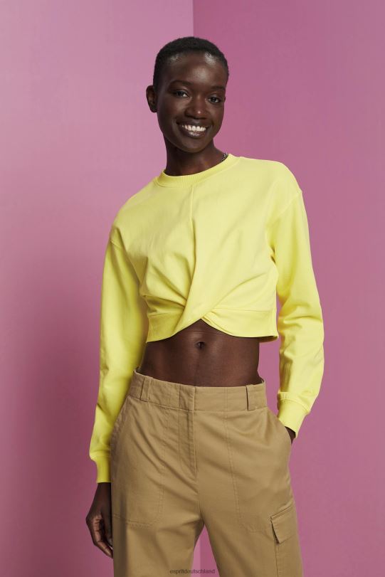 Frauen Esprit Gelb Kurzes Sweatshirt mit Knotendetail Sweatshirts und Kapuzenpullover 0BN00219