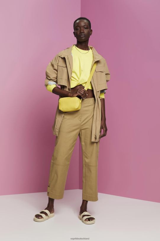 Frauen Esprit Gelb Kurzes Sweatshirt mit Knotendetail Sweatshirts und Kapuzenpullover 0BN00219