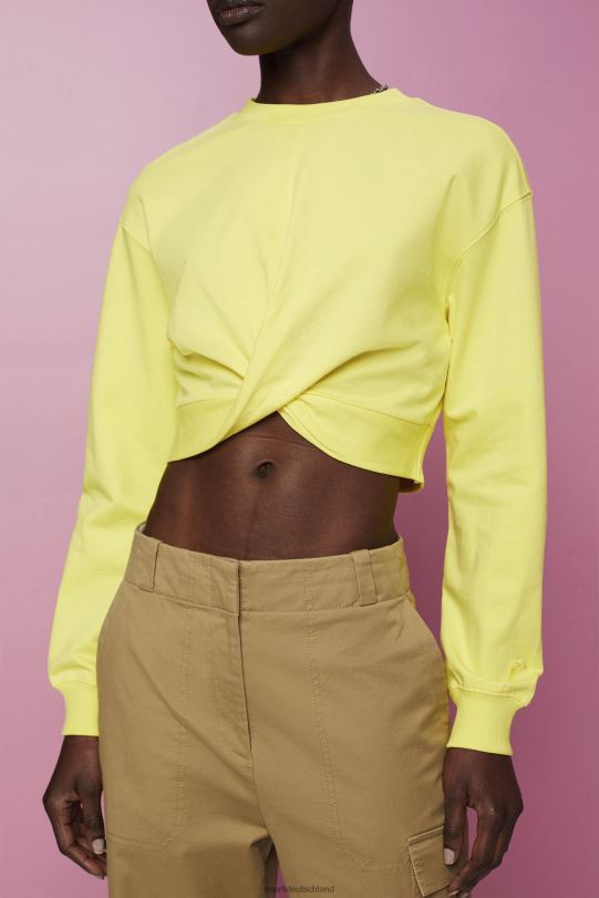 Frauen Esprit Gelb Kurzes Sweatshirt mit Knotendetail Sweatshirts und Kapuzenpullover 0BN00219