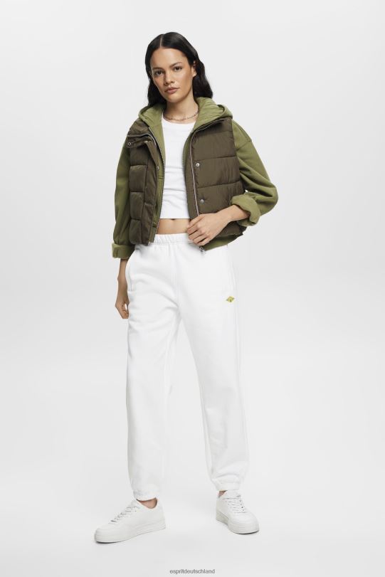 Frauen Esprit Olive Kurzer Kapuzenpullover mit Reißverschluss und Logo-Print auf der Rückseite Sweatshirts und Kapuzenpullover 0BN00164