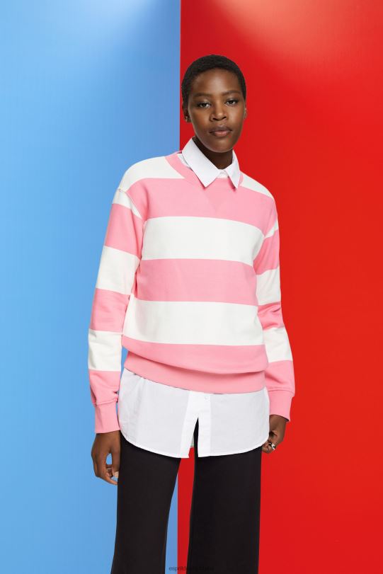 Frauen Esprit Rosa gestreiftes Sweatshirt Sweatshirts und Kapuzenpullover 0BN00402