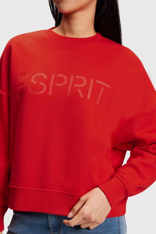 Frauen Esprit Rot Sweatshirt mit Logo-Print Sweatshirts und Kapuzenpullover 0BN00465