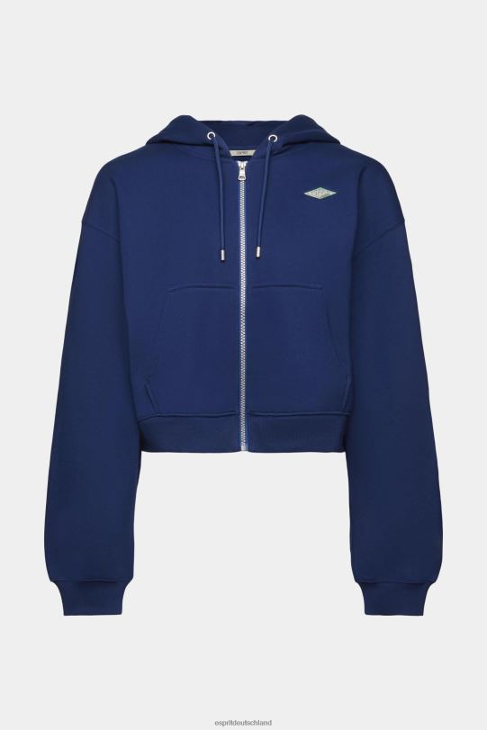 Frauen Esprit Tinte Kurzer Kapuzenpullover mit Reißverschluss und Logo-Print auf der Rückseite Sweatshirts und Kapuzenpullover 0BN00165
