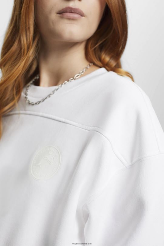 Frauen Esprit Weiß kurzes Sweatshirt Sweatshirts und Kapuzenpullover 0BN00153