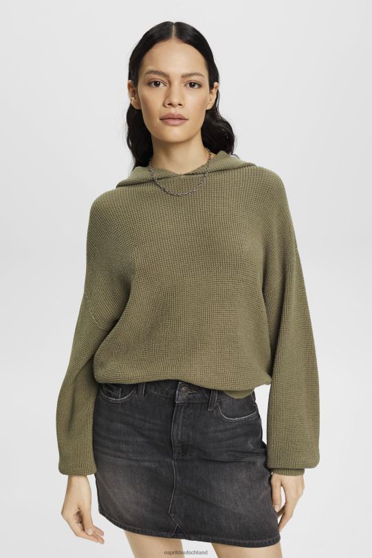 Frauen Esprit helles Khaki Gestrickter Kapuzenpullover Sweatshirts und Kapuzenpullover 0BN00244