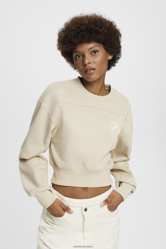 Frauen Esprit helles Taupe kurzes Sweatshirt Sweatshirts und Kapuzenpullover 0BN00154