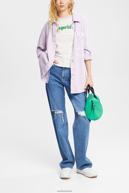 Frauen Esprit Lavendel Gestreiftes Logo-T-Shirt T-Shirts 0BN00538