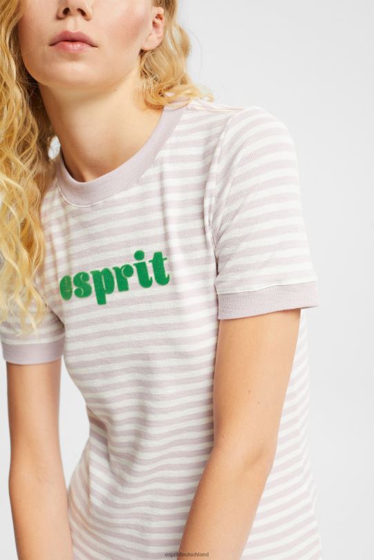 Frauen Esprit Lavendel Gestreiftes Logo-T-Shirt T-Shirts 0BN00538