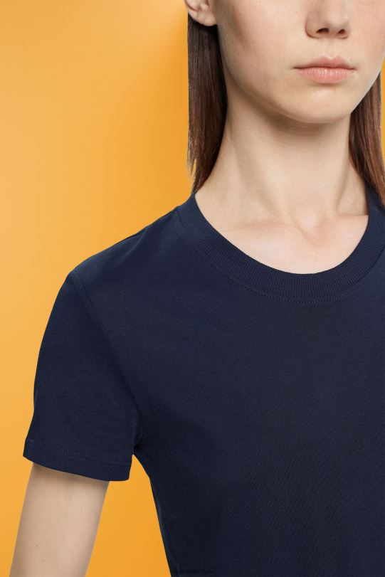 Frauen Esprit Marine T-Shirt aus Baumwolle mit Rundhalsausschnitt T-Shirts 0BN00459