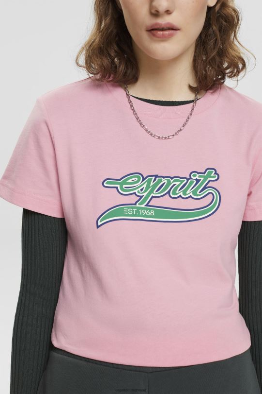 Frauen Esprit Rosa Baumwoll-T-Shirt mit aufgedrucktem Logo T-Shirts 0BN00146