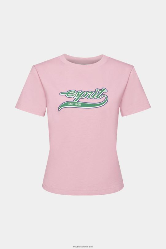 Frauen Esprit Rosa Baumwoll-T-Shirt mit aufgedrucktem Logo T-Shirts 0BN00146