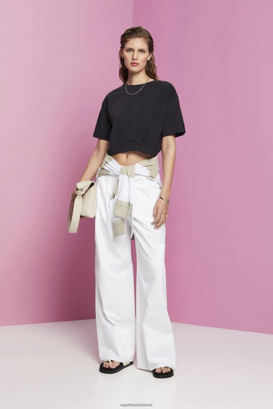 Frauen Esprit Schwarz Kurzes T-Shirt mit Rundhalsausschnitt T-Shirts 0BN00193