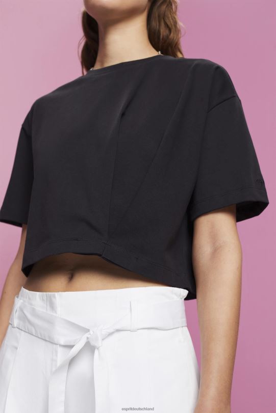 Frauen Esprit Schwarz Kurzes T-Shirt mit Rundhalsausschnitt T-Shirts 0BN00193