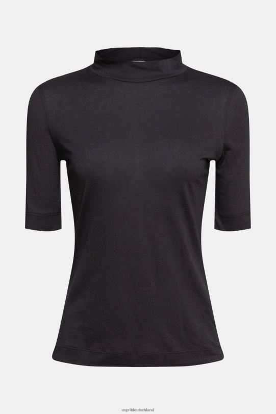 Frauen Esprit Schwarz T-Shirt mit Stehkragen, Tencel T-Shirts 0BN00374
