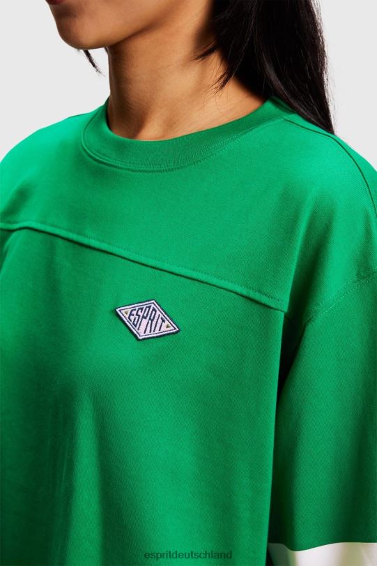 Frauen Esprit Smaragdgrün Kurz geschnittenes Rugby-T-Shirt mit College-Logo T-Shirts 0BN00413