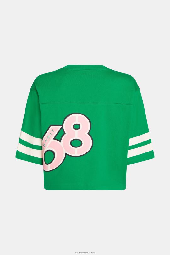 Frauen Esprit Smaragdgrün Kurz geschnittenes Rugby-T-Shirt mit College-Logo T-Shirts 0BN00413