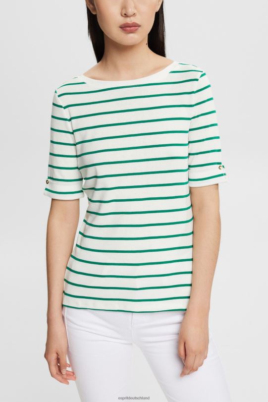 Frauen Esprit Smaragdgrün Modisches Streifen-T-Shirt T-Shirts 0BN00519