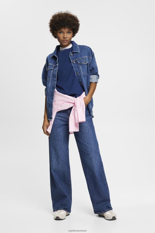 Frauen Esprit Tinte Baumwoll-T-Shirt mit gesticktem Logo T-Shirts 0BN00150