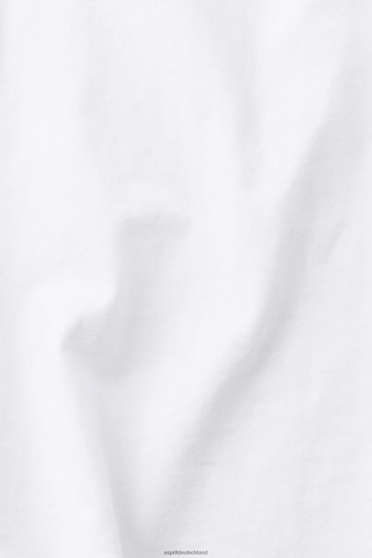 Frauen Esprit Weiß Baumwoll-T-Shirt mit gesticktem Logo T-Shirts 0BN00147