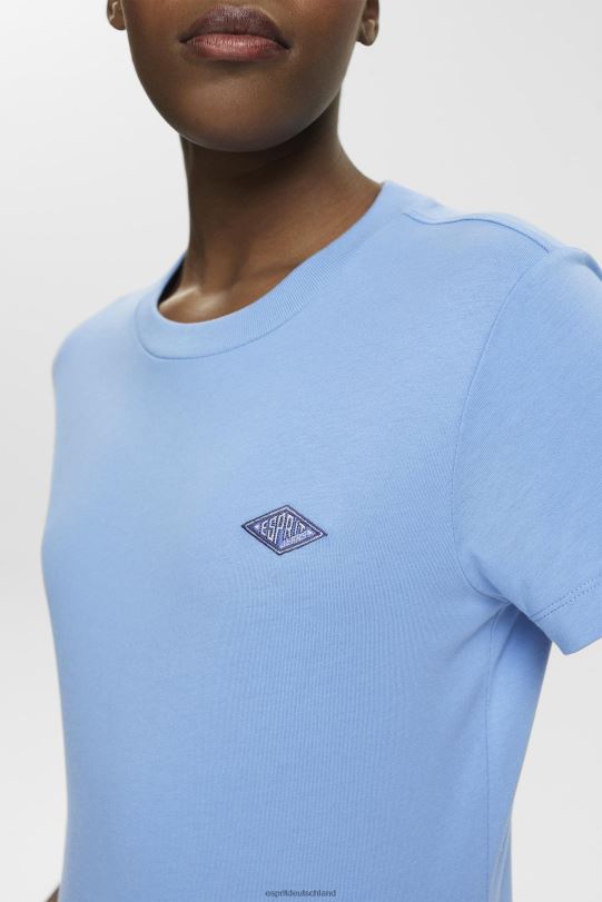 Frauen Esprit hellblauer Lavendel Baumwoll-T-Shirt mit gesticktem Logo T-Shirts 0BN00151