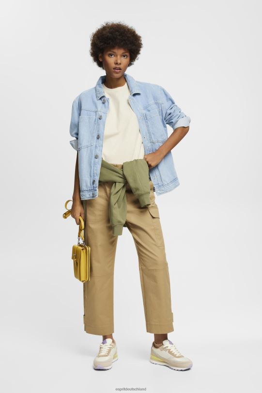 Frauen Esprit helles Taupe Baumwoll-T-Shirt mit gesticktem Logo T-Shirts 0BN00148