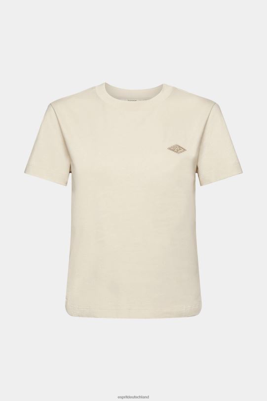 Frauen Esprit helles Taupe Baumwoll-T-Shirt mit gesticktem Logo T-Shirts 0BN00148