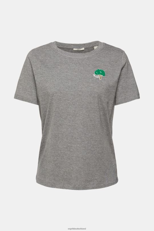 Frauen Esprit mittelgrau besticktes T-Shirt T-Shirts 0BN00528