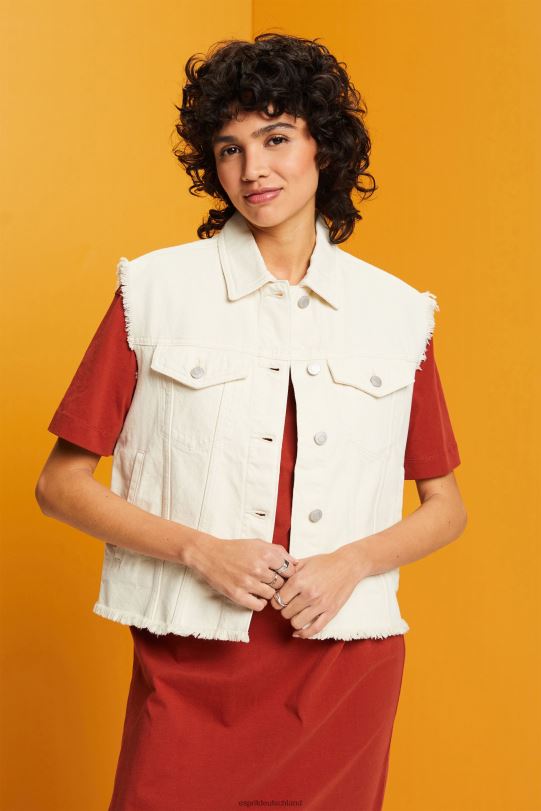 Frauen Esprit Eis ausgefranste Jeansweste Weste 0BN0062