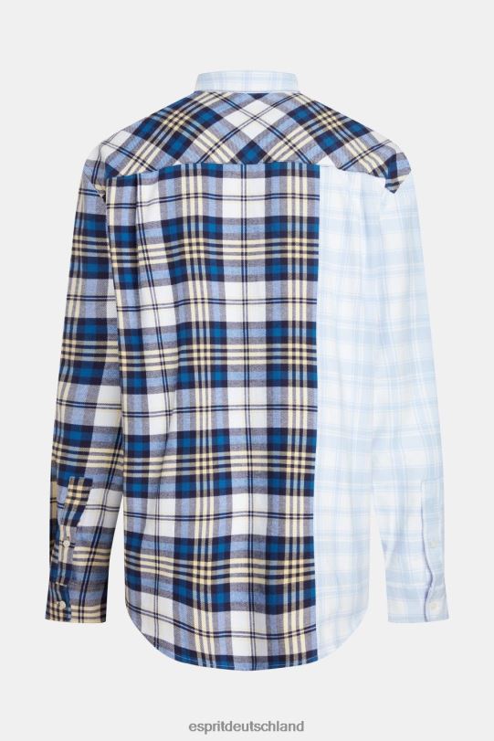 Männer Esprit Blau Patchwork-Flanellhemd mit gemischten Karos Hemden 0BN00789