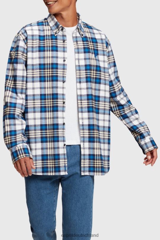 Männer Esprit Blau kariertes Flanellhemd Hemden 0BN00793