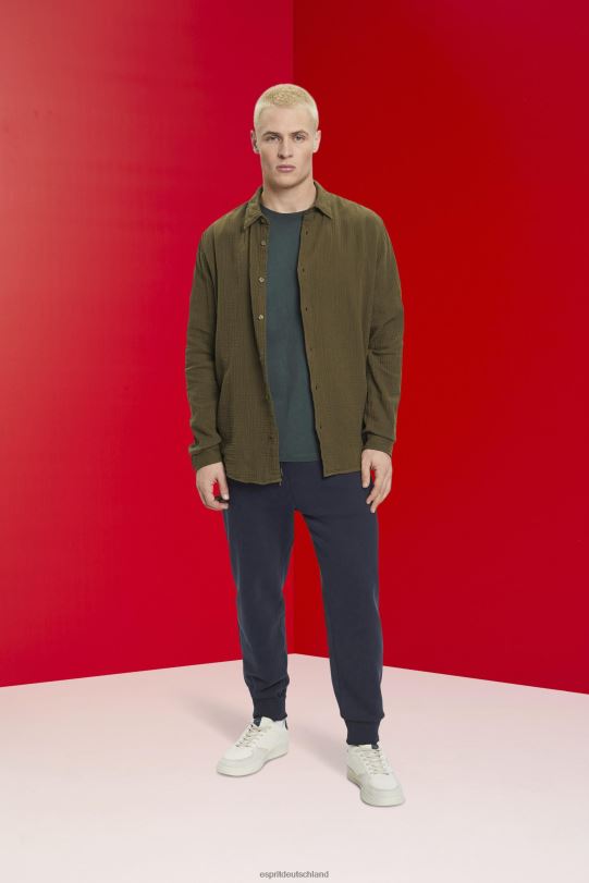 Männer Esprit Khakigrün Hemd aus nachhaltigem Baumwoll-Musselin Hemden 0BN00756