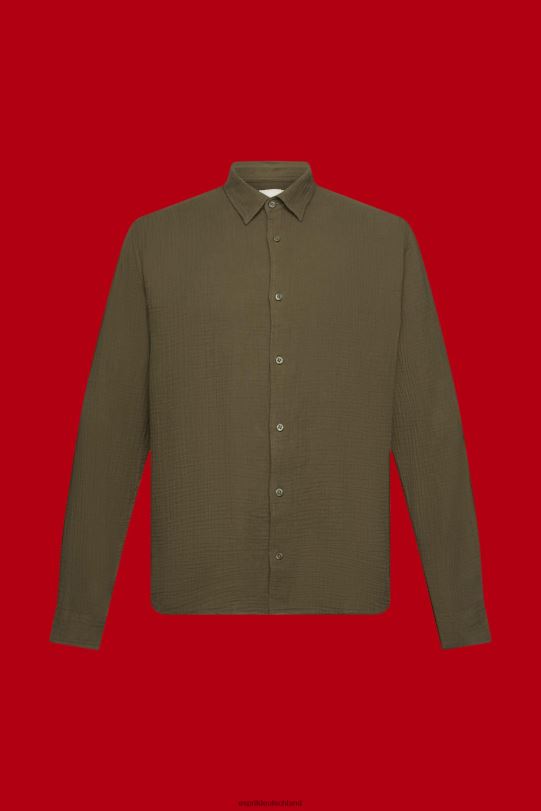 Männer Esprit Khakigrün Hemd aus nachhaltigem Baumwoll-Musselin Hemden 0BN00756