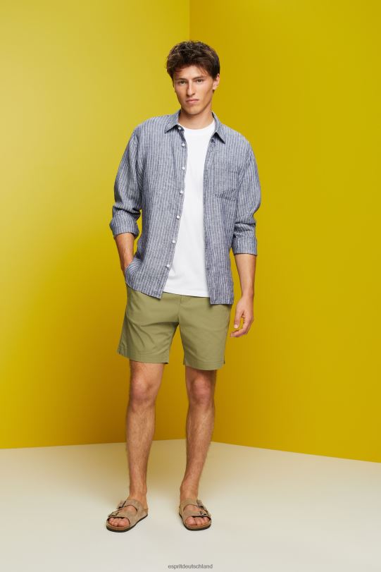 Männer Esprit Marine Gestreiftes Hemd, 100 % Leinen Hemden 0BN00596
