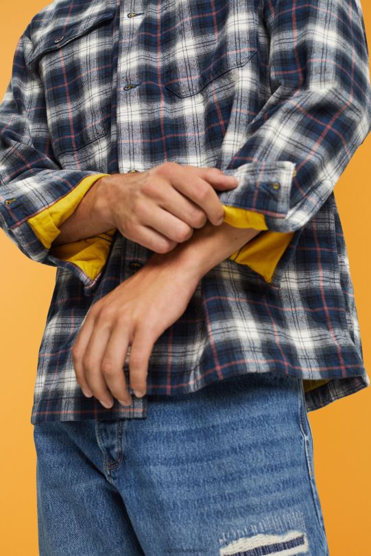 Männer Esprit Petrolblau Oversize-Hemd aus reiner Baumwolle mit Karomuster Hemden 0BN00838